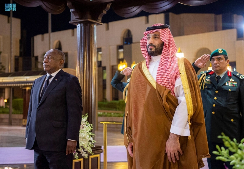 الأمير محمد بن سلمان خلال استقباله سيريل رامافوزا (واس)