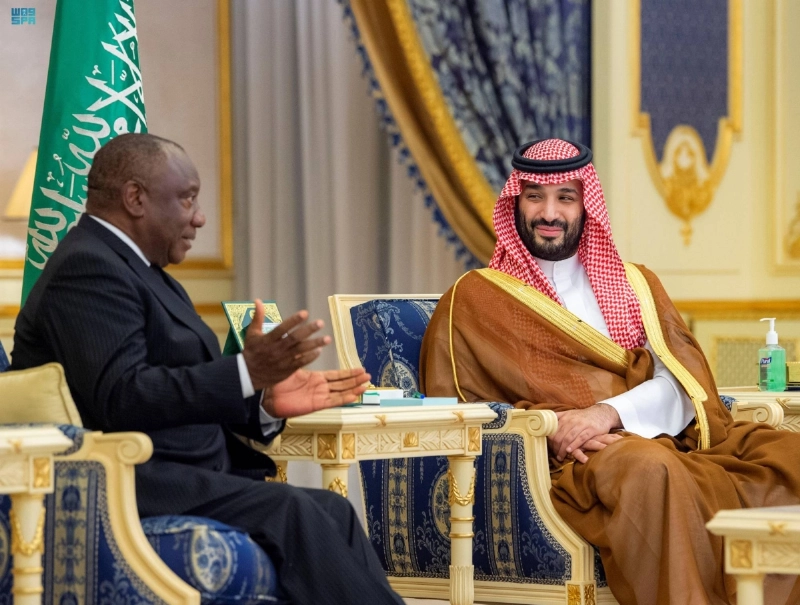 الأمير محمد بن سلمان خلال استقباله سيريل رامافوزا (واس)