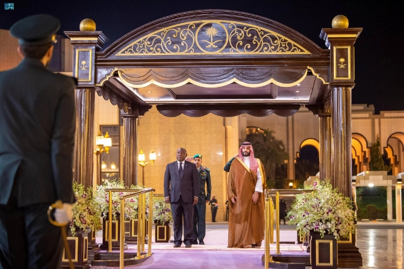 الأمير محمد بن سلمان خلال استقباله سيريل رامافوزا (واس)