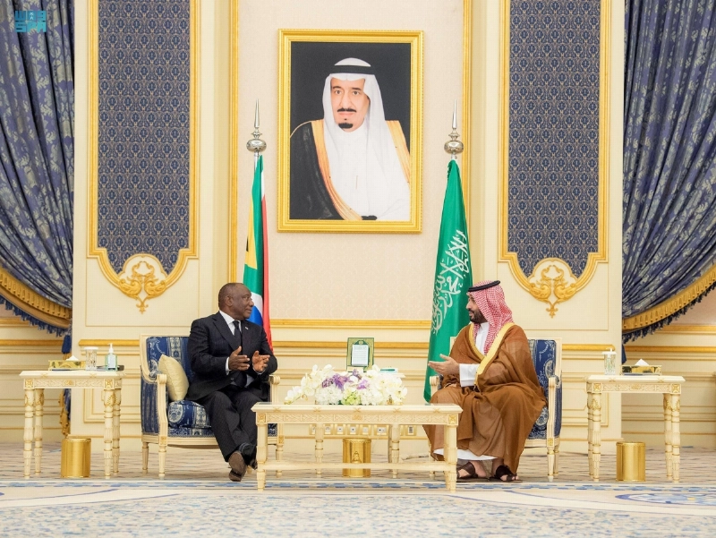 الأمير محمد بن سلمان خلال استقباله سيريل رامافوزا (واس)