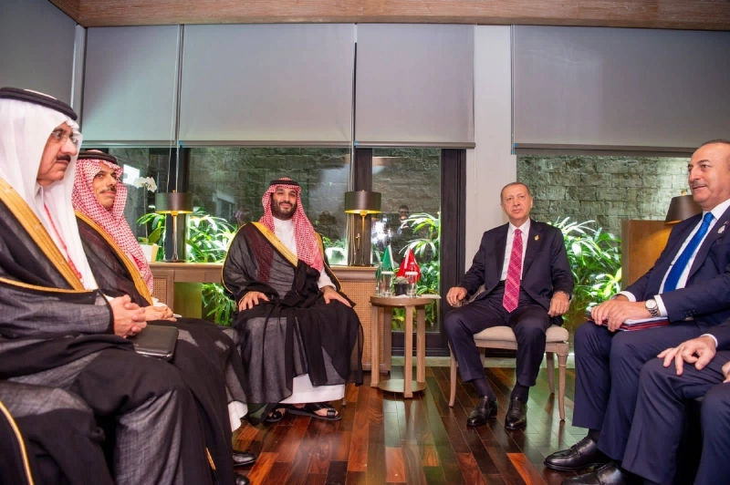 الأمير محمد بن سلمان خلال لقائه رجب طيب إردوغان