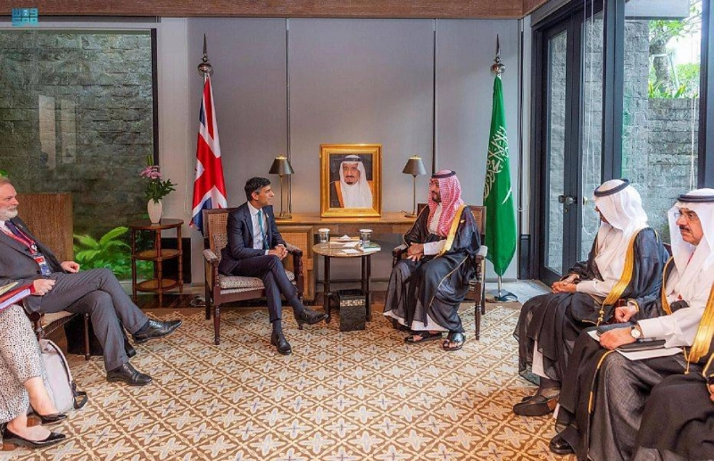الأمير محمد بن سلمان خلال لقائه ريشي سوناك (واس)