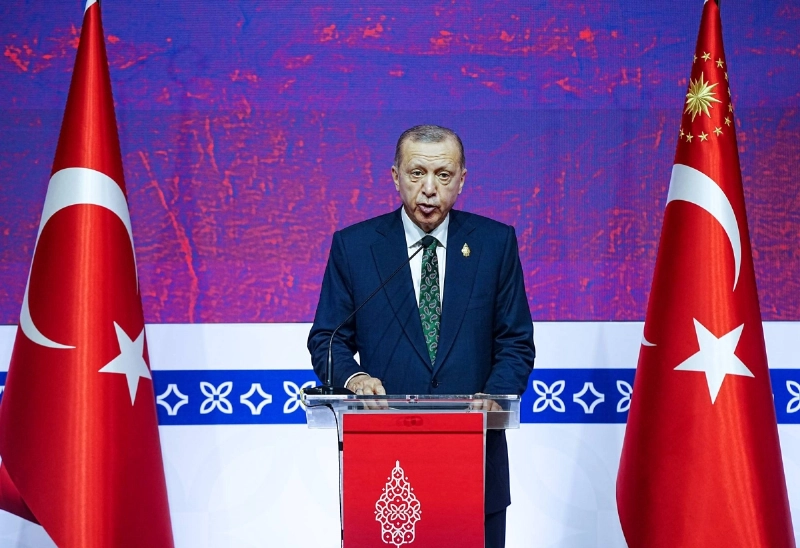 إردوغان خلال إلقاء كلمته