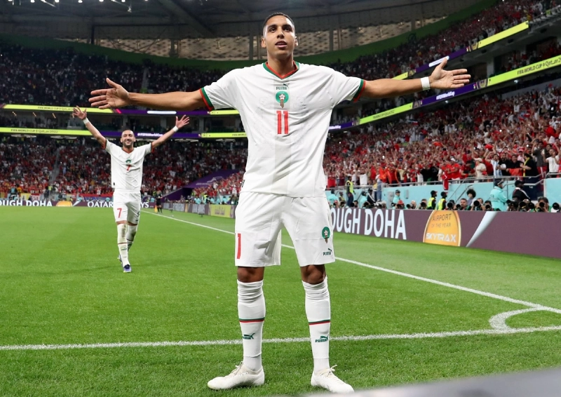 عبدالحميد صبيري صاحب هدف المغرب الأول في مرمى بلجيكا (د ب أ)