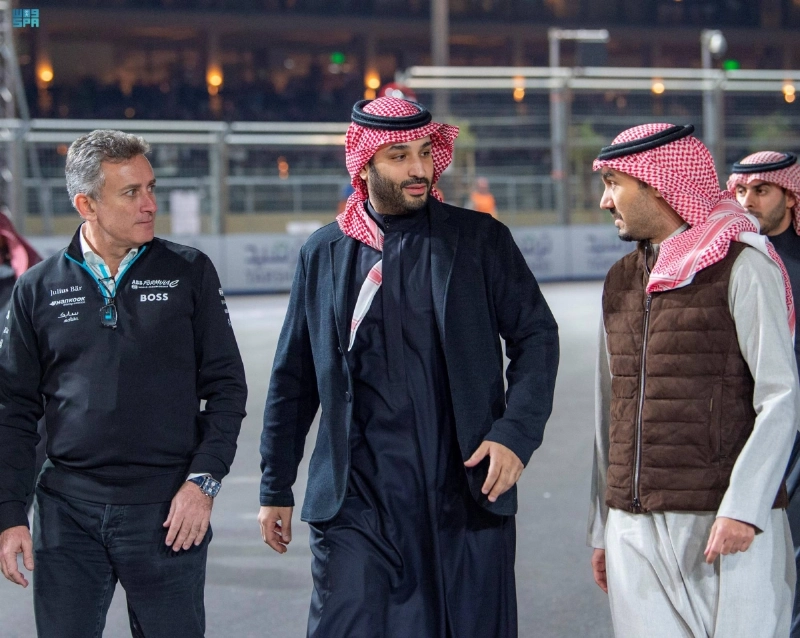 الأمير محمد بن سلمان خلال وصوله إلى مضمار السباق (واس)