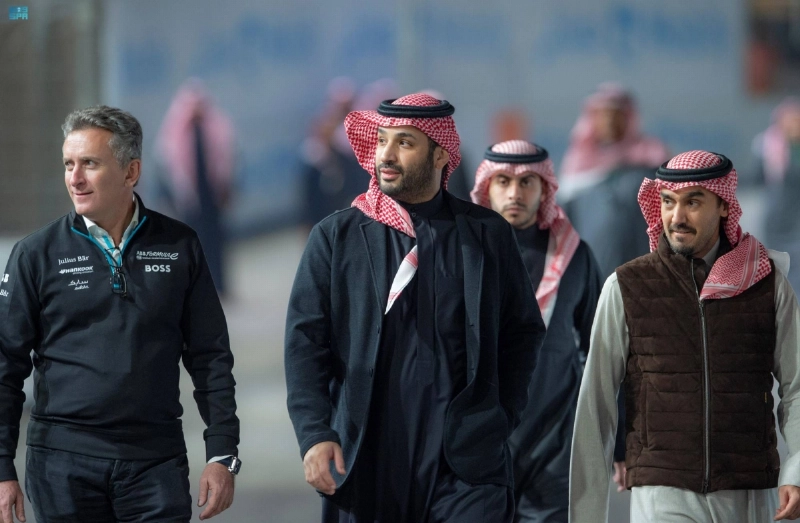 الأمير محمد بن سلمان خلال وصوله إلى مضمار السباق (واس)