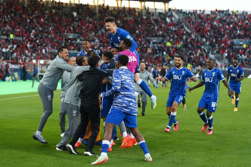 فرحة لاعبي الهلال بالتأهل
