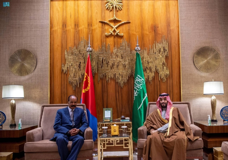 الأمير محمد بن سلمان خلال اجتماعه مع أسياس أفورقي (واس)