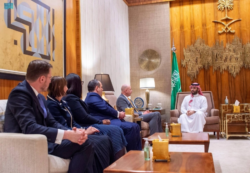 الأمير محمد بن سلمان لدى استقباله باتريك سبيكت (واس)