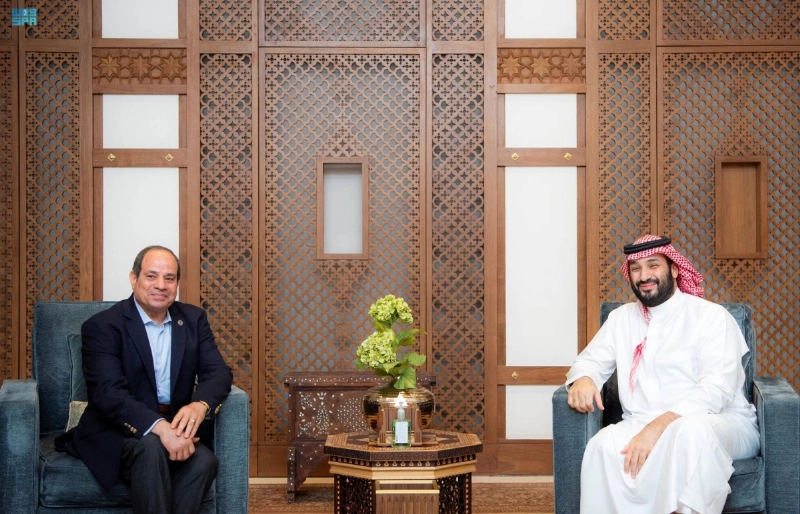 الأمير محمد بن سلمان خلال لقائه عبدالفتاح السيسي في جدة (واس)