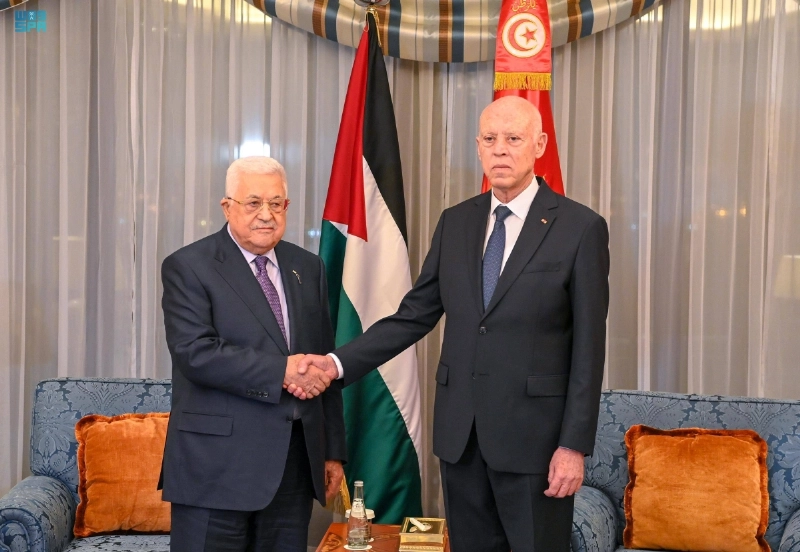 الرئيسان التونسي والفلسطيني في اجتماع ثنائي (واس)