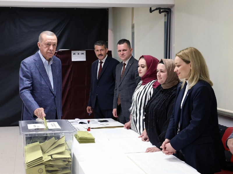 إردوغان خلال جولة الانتخابات الأولى (د ب أ)