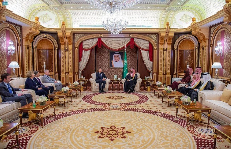 الأمير محمد بن سلمان خلال لقائه أنتوني بلينكن (واس)