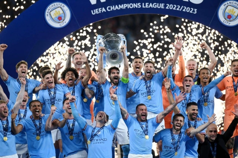 جانب من تتويج مانشستر سيتي بلقب دوري الأبطال