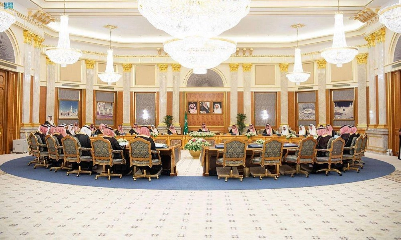 الأمير محمد بن سلمان لدى ترؤسه جلسة مجلس الوزراء في قصر السلام بجدة (واس)