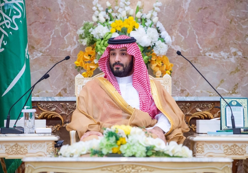 الأمير محمد بن سلمان خلال استقباله رؤساء الدول والوفود المشاركة في الحج (واس)