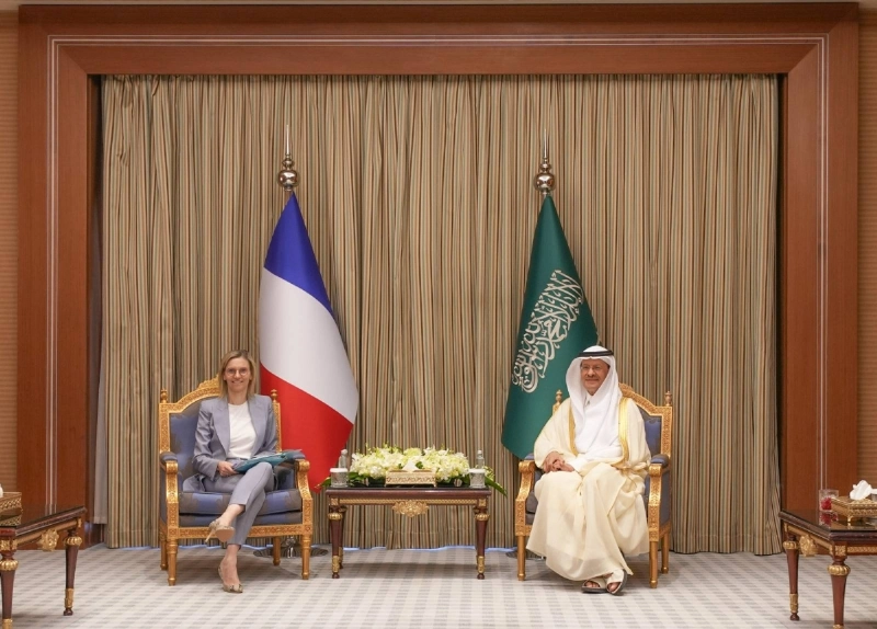 عبدالعزيز بن سلمان خلال لقائه آنياس بانييه روناشيه (مكة)