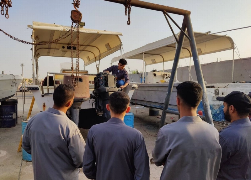 أثناء التدريب في مجال صيد الأسماك