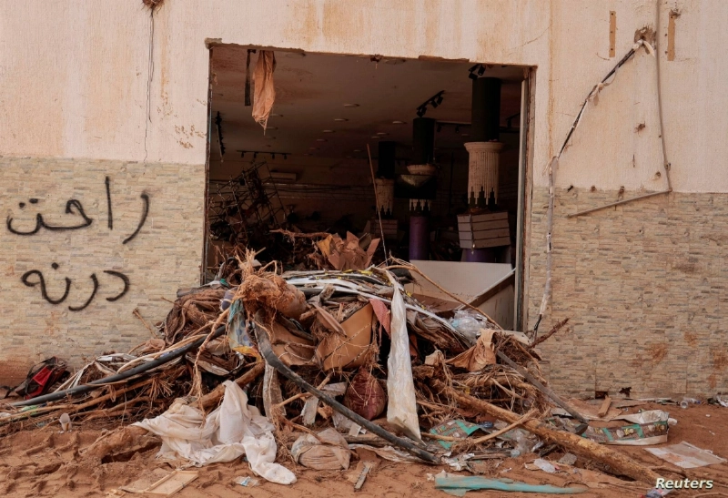 صورة تجسد واقع مدينة درنة الليبية (مكة)
