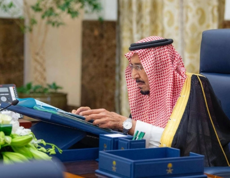 خادم الحرمين لدى ترؤسه جلسة مجلس الوزراء (واس)