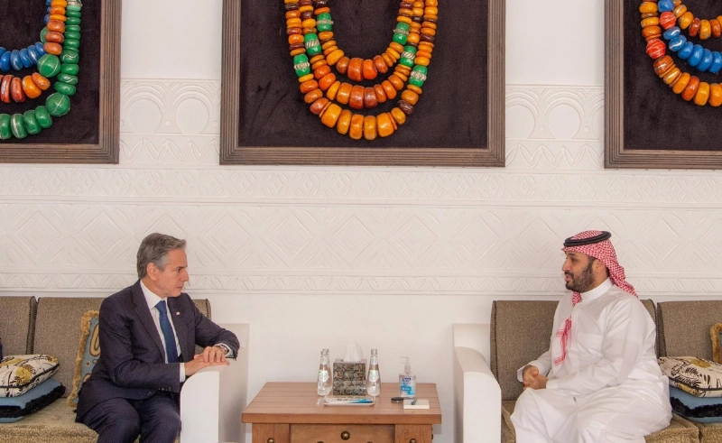 الأمير محمد بن سلمان خلال اجتماعه مع أنتوني بلينكن (مكة)