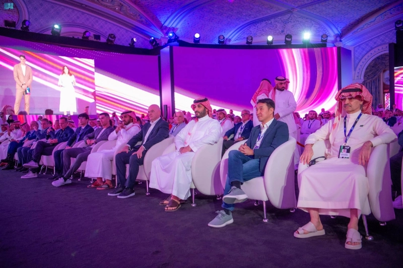 الأمير محمد بن سلمان لدى تشريفه فعاليات مؤتمر الرياضة العالمية الجديدة (واس)