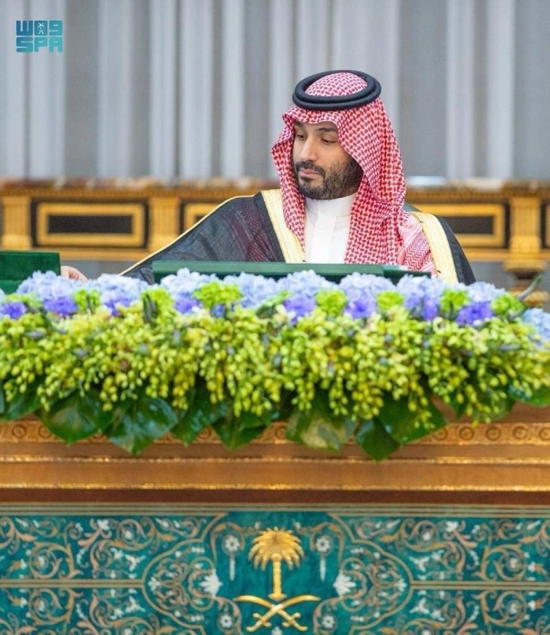 الأمير محمد بن سلمان خلال ترؤسه جلسة مجلس الوزراء (واس)