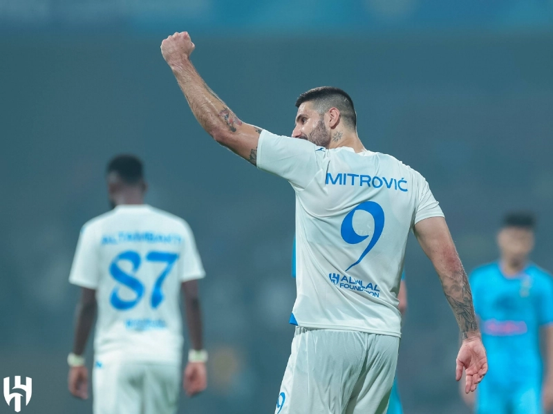 ميتروفيتش بعد تسجيله الهدف الثاني