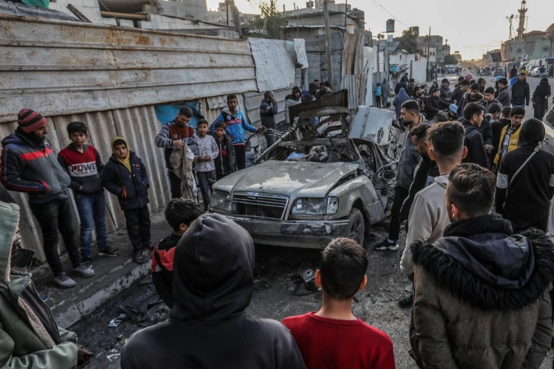 سيارة دمرتها اسرائيل في رفح