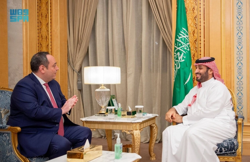 الأمير محمد بن سلمان خلال لقائه ديمتري كيركنتزس (واس)