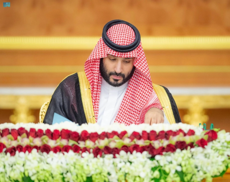 الأمير محمد بن سلمان لدى ترؤسه جلسة مجلس الوزراء في جدة (واس)