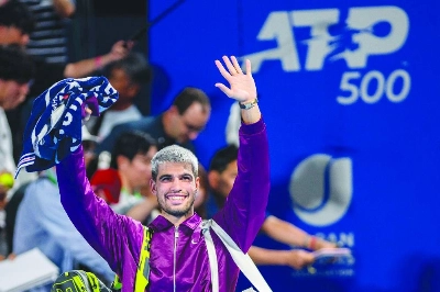 Spain's Carlos Alcaraz reacts after his men's singles match against USA's Brandon Nakashima at the ATP Japan Open tennis tournament in Tokyo on Sunday. AFP Spain's Carlos Alcaraz reacts after his men's singles match against USA's Brandon Nakashima at the ATP Japan Open tennis tournament in Tokyo on Sunday. AFP