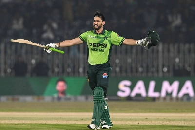 Pakistan's Salman Agha celebrates after scoring a century (100 runs) during the first one-day international (ODI) cricket match between Pakistan and Sri Lanka at the Rawalpindi Cricket Stadium in Rawalpindi on November 11, 2025. (AFP) Pakistan's Salman Agha celebrates after scoring a century (100 runs) during the first one-day international (ODI) cricket match between Pakistan and Sri Lanka at the Rawalpindi Cricket Stadium in Rawalpindi on November 11, 2025. (AFP)