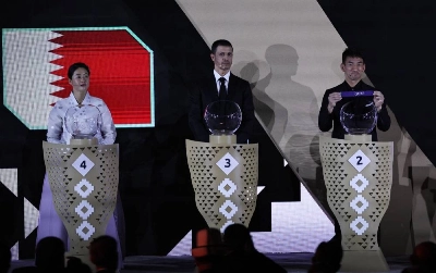Japan football player Hidetoshi Nakata draws Qatar at the AFC Asian Cup 2027 draw ceremony in Riyadh, Saudi Arabia, on May 9, 2026. (Reuters) Japan football player Hidetoshi Nakata draws Qatar at the AFC Asian Cup 2027 draw ceremony in Riyadh, Saudi Arabia, on May 9, 2026. (Reuters)