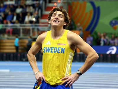 FILE PHOTO: Sweden's Armand Duplantis celebrates winning the men's pole vault final at the World Indoor Championships in Kujawsko-Pomorska Arena, Torun, Poland, on March 21, 2026. (Reuters) FILE PHOTO: Sweden's Armand Duplantis celebrates winning the men's pole vault final at the World Indoor Championships in Kujawsko-Pomorska Arena, Torun, Poland, on March 21, 2026. (Reuters)
