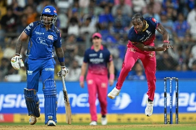 Rajasthan Royals' Jofra Archer struck a 15-ball 32 and took 3-17 against Mumbai Indians at the Wankhede Stadium in Mumbai. (AFP) Rajasthan Royals' Jofra Archer struck a 15-ball 32 and took 3-17 against Mumbai Indians at the Wankhede Stadium in Mumbai. (AFP)