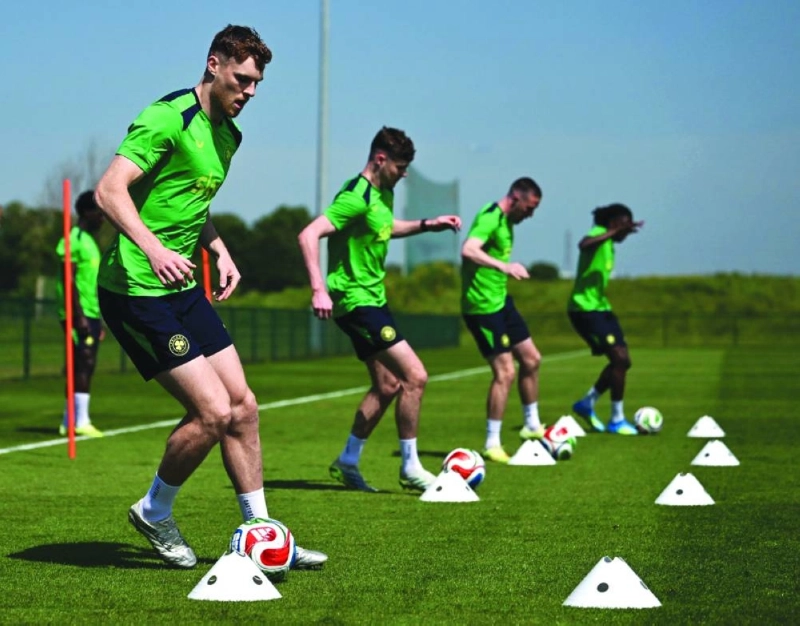 Ireland players train ahead of their friendly match against Qatar. Ireland players train ahead of their friendly match against Qatar.
