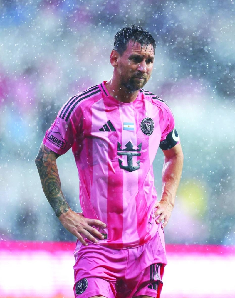 Lionel Messi has been diagnosed with muscle fatigue in his left hamstring by his Major League Soccer club Inter Miami after he made an abrupt exit from Miami’s 6-4 victory over Philadelphia. (AFP)
Lionel Messi has been diagnosed with muscle fatigue in his left hamstring by his Major League Soccer club Inter Miami after he made an abrupt exit from Miami’s 6-4 victory over Philadelphia. (AFP)