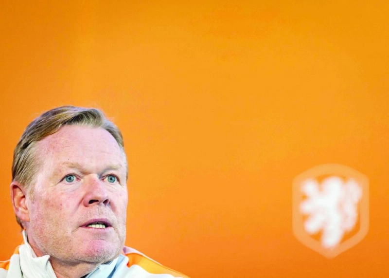 Coach Ronald Koeman announces Dutch team for the FIFA World Cup 2026 during a press conference in Zeist yesterday. (AFP)
Coach Ronald Koeman announces Dutch team for the FIFA World Cup 2026 during a press conference in Zeist yesterday. (AFP)