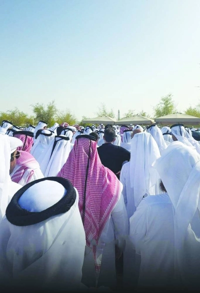 Citizens gather to offer funeral prayer at the Al Kharaitiyat Cemetery yesterday. Citizens gather to offer funeral prayer at the Al Kharaitiyat Cemetery yesterday.