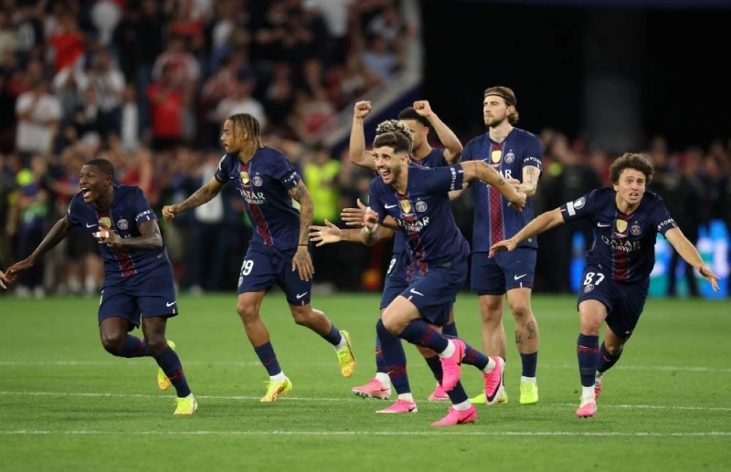 Paris St Germain players celebrate winning the UEFA Champions League final against Arsenal at Puskas Arena, Budapest, Hungary, on May 30, 2026. (Reuters) Paris St Germain players celebrate winning the UEFA Champions League final against Arsenal at Puskas Arena, Budapest, Hungary, on May 30, 2026. (Reuters)