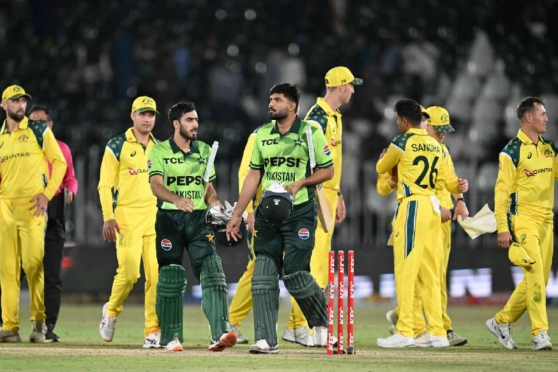 Pakistan's Abdul Samad (centre, right), teammate Arafat Minhas (centre, left) and Australia's players leave the field at the end of the first one-day international (ODI) at the Rawalpindi Cricket Stadium in Rawalpindi on May 30, 2026. (AFP) Pakistan's Abdul Samad (centre, right), teammate Arafat Minhas (centre, left) and Australia's players leave the field at the end of the first one-day international (ODI) at the Rawalpindi Cricket Stadium in Rawalpindi on May 30, 2026. (AFP)