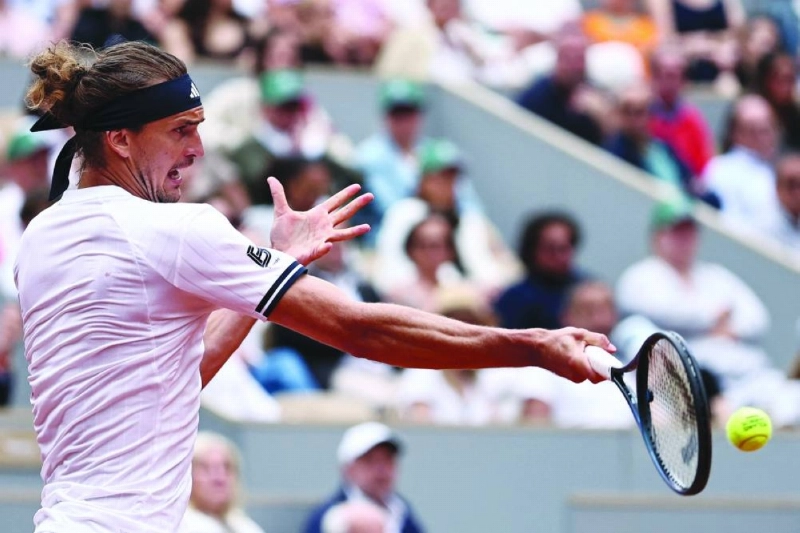Germany's Alexander Zverev plays a forehand return during his win over Netherlands' Jesper de Jong at the French Open. (AFP) Germany's Alexander Zverev plays a forehand return during his win over Netherlands' Jesper de Jong at the French Open. (AFP)