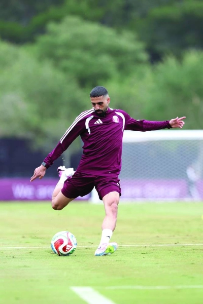 Hassan al-Haydos trains at Qatar's World Cup base camp in Santa Barbara, Southern California. Hassan al-Haydos trains at Qatar's World Cup base camp in Santa Barbara, Southern California.