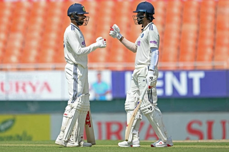 India's captain Shubman Gill (left) and KL Rahul bump their fists during the first day of the only Test against Afghanistan at the Maharaja Yadavindra Singh International Cricket Stadium on the outskirts of Chandigarh on June 6, 2026. (AFP) India's captain Shubman Gill (left) and KL Rahul bump their fists during the first day of the only Test against Afghanistan at the Maharaja Yadavindra Singh International Cricket Stadium on the outskirts of Chandigarh on June 6, 2026. (AFP)