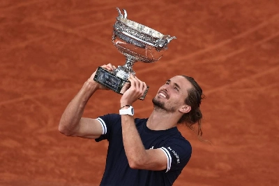 Germany's Alexander Zverev celebrates with the trophy after winning the French Open final against Italy's Flavio Cobolli at Roland Garros, Paris, France, on June 7, 2026. (Reuters) Germany's Alexander Zverev celebrates with the trophy after winning the French Open final against Italy's Flavio Cobolli at Roland Garros, Paris, France, on June 7, 2026. (Reuters)