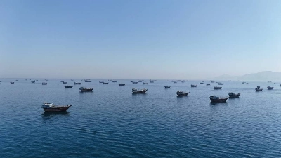 A drone view of vessels anchored in the Strait of Hormuz as seen from Musandam, Oman on Monday. A drone view of vessels anchored in the Strait of Hormuz as seen from Musandam, Oman on Monday.