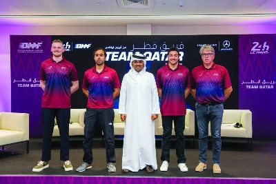 Qatar Motor and Motorcycle Federation President Abdulrahman bin Abdullatif al-Mannai with Team Qatar drivers Abdulla al-Khelaifi, Julian Hanses and Frenchman Giuliano Alesi and Iron Lynx Team Principal and CEO Andrea Piccini.
Qatar Motor and Motorcycle Federation President Abdulrahman bin Abdullatif al-Mannai with Team Qatar drivers Abdulla al-Khelaifi, Julian Hanses and Frenchman Giuliano Alesi and Iron Lynx Team Principal and CEO Andrea Piccini.