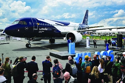 Germany's Chancellor Friedrich Merz (right) speaks at the opening day of International Aerospace Exhibition in Schoenefeld, near Berlin Wednesday. Germany's Chancellor Friedrich Merz (right) speaks at the opening day of International Aerospace Exhibition in Schoenefeld, near Berlin Wednesday.