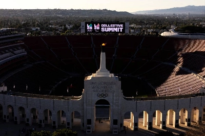 Ceremonial lighting of the cauldron ahead of ticket registration launch at the LA Memorial Coliseum, Los Angeles, California, US, in this January 13, 2026 file photo. (Reuters) Ceremonial lighting of the cauldron ahead of ticket registration launch at the LA Memorial Coliseum, Los Angeles, California, US, in this January 13, 2026 file photo. (Reuters)